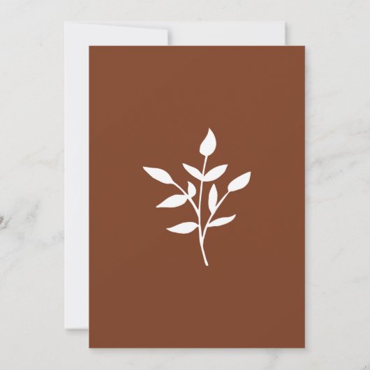 Rustic Terracotta Simple Modern Botanical Wedding Kaart (Achterkant)