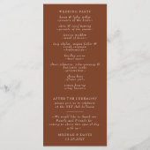 Rustic Terracotta Simple Modern Botanical Wedding Programmakaart (Achterkant)
