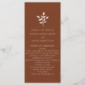 Rustic Terracotta Simple Modern Botanical Wedding Programmakaart (Voorkant)