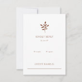 Rustic Terracotta Simple Modern Botanical Wedding RSVP Kaartje (Voorkant)