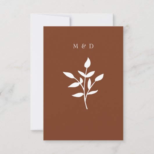 Rustic Terracotta Simple Modern Botanical Wedding RSVP Kaartje (Achterkant)