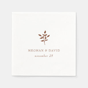 Rustic Terracotta Simple Modern Botanical Wedding Servet