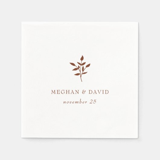 Rustic Terracotta Simple Modern Botanical Wedding Servet (Voorkant)