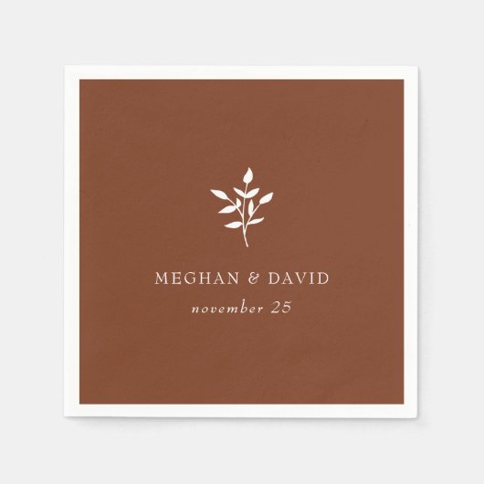 Rustic Terracotta Simple Modern Botanical Wedding Servet (Voorkant)