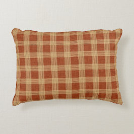Rustic Terracotta & Tan Plaid Farmhouse Check  Accent Kussen