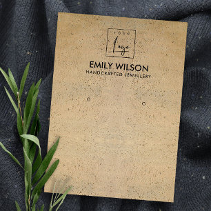 RUSTIC TERRACOTTA TEXTURE LOGO EARING DISPLAY VISITEKAARTJE