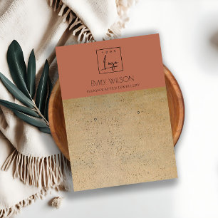 RUSTIC TERRACOTTA TEXTURE LOGO EARING DISPLAY VISITEKAARTJE