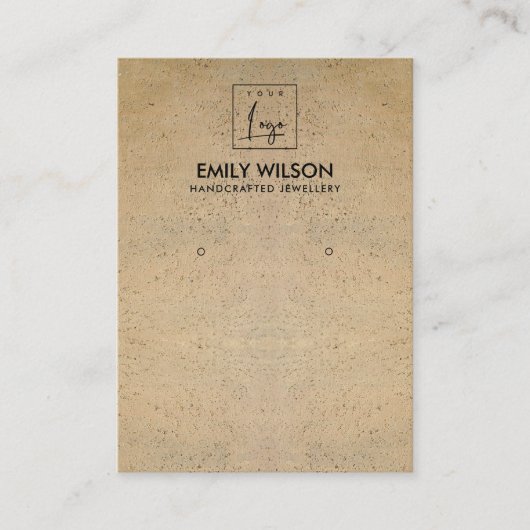 RUSTIC TERRACOTTA TEXTURE LOGO EARRING DISPLAY VISITEKAARTJE (Voorkant)