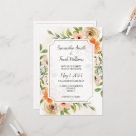 Rustic Terracotta Waterverf Floral Invitation Kaart