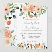 Rustic Terracotta Waterverf Floral Invitation Kaart (Voorkant / Achterkant)