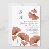Rustic Terracotta Waterverf Ginkgo Wedding Kaart (Voorkant)