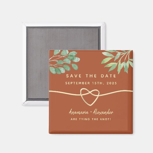 Rustic Terracotta Wedding Save the Date Invitation Magneet (Voorkant / Achterkant)