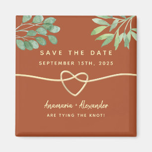 Rustic Terracotta Wedding Save the Date Invitation Magneet
