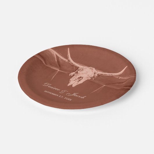Rustic Terracotta Westerne Koe Papieren Bordje (Gekanteld)