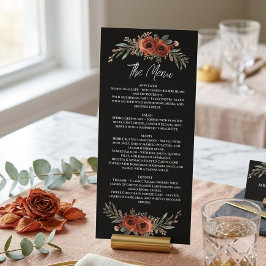 Rustic Terracotta & Zwarte Trouwbloemen Menu