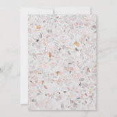 Rustic Terrazzo Off White Modern Script Weddenscha Kaart (Achterkant)