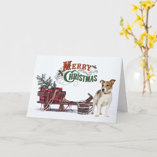 Rustic Terrier Kerstmis Kaart (Gele Bloem)