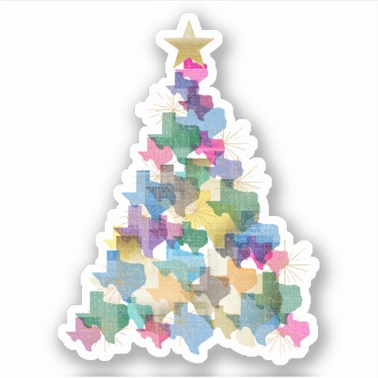 Rustic Texas kerstboom Sticker (Voorkant)