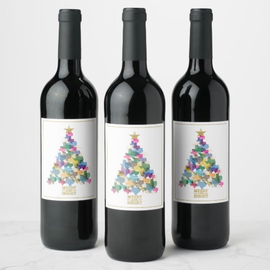 Rustic Texas kerstboom Wijn Etiket (Flessen)