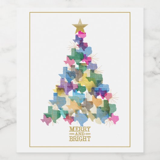 Rustic Texas kerstboom Wijn Etiket (Enkel label)