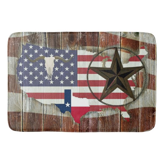 Rustic Texas Lone Star Texas Long Horn Badmat (Voorkant)