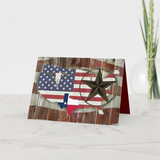 Rustic Texas Lone Star Texas Long Horn Bedankkaart (Voorkant)