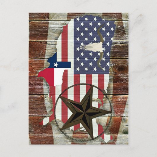 Rustic Texas Lone Star Texas Long Horn Briefkaart (Voorkant)