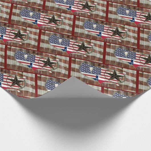 Rustic Texas Lone Star Texas Long Horn Cadeaupapier (Hoek)