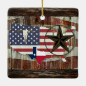 Rustic Texas Lone Star Texas Long Horn Ceramic Orn Keramisch Ornament (Achterkant)