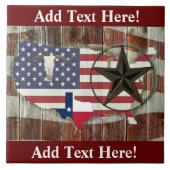 Rustic Texas Lone Star Texas Long Horn Ceramic Til Tegeltje (Voorkant)