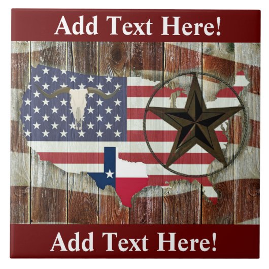 Rustic Texas Lone Star Texas Long Horn Ceramic Til Tegeltje (Voorkant)
