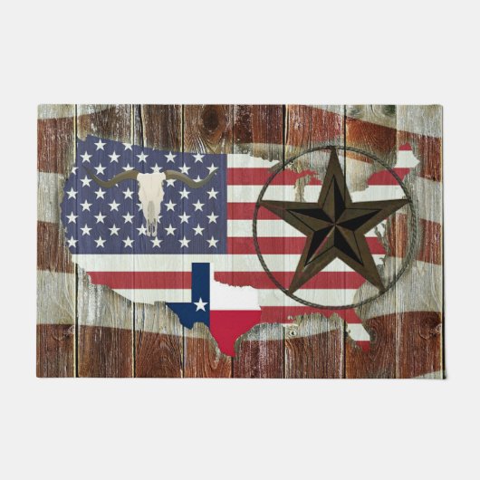 Rustic Texas Lone Star Texas Long Horn Deurmat (Voorkant)