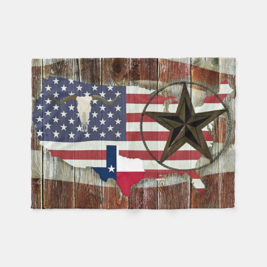 Rustic Texas Lone Star Texas Long Horn Fleece Deken (Voorkant (Horizontaal))