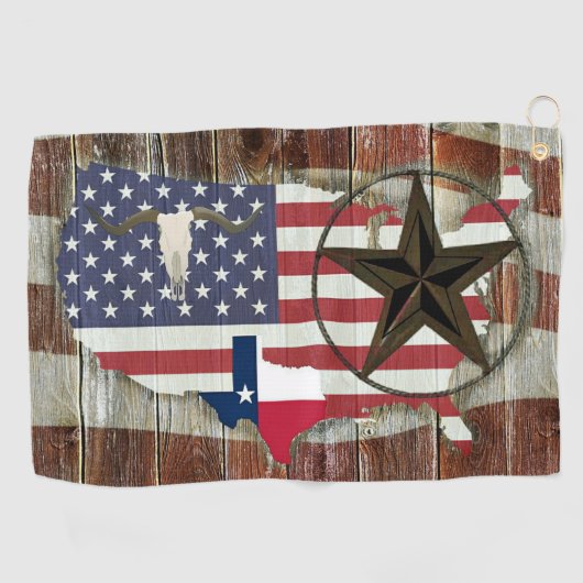 Rustic Texas Lone Star Texas Long Horn Golfhanddoek (Horizontaal)
