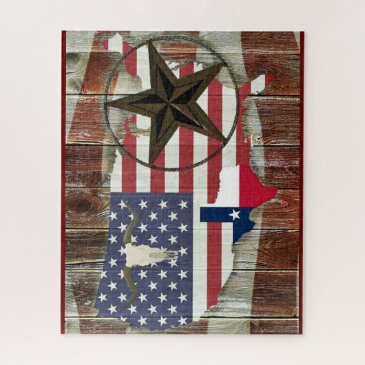 Rustic Texas Lone Star Texas Long Horn Legpuzzel (Verticaal)