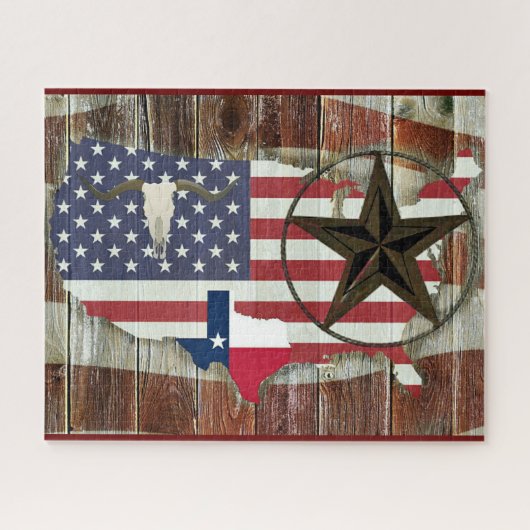 Rustic Texas Lone Star Texas Long Horn Legpuzzel (Horizontaal)