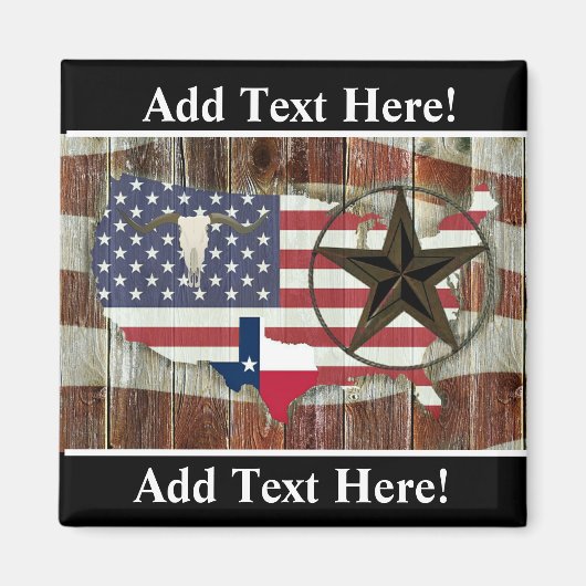 Rustic Texas Lone Star Texas Long Horn Magneet (Voorkant)