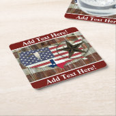 Rustic Texas Lone Star Texas Long Horn Square Pape Kartonnen Onderzetters (Schuin)