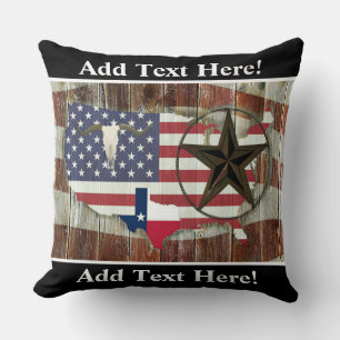 Rustic Texas Lone Star Texas Long Horn Throw Pillo Kussen