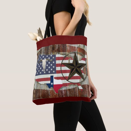 Rustic Texas Lone Star Texas Long Horn Tote Bag (Dichtbij)