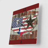 Rustic Texas Lone Star Texas Long Horn Vierkante Klok (Hoek)
