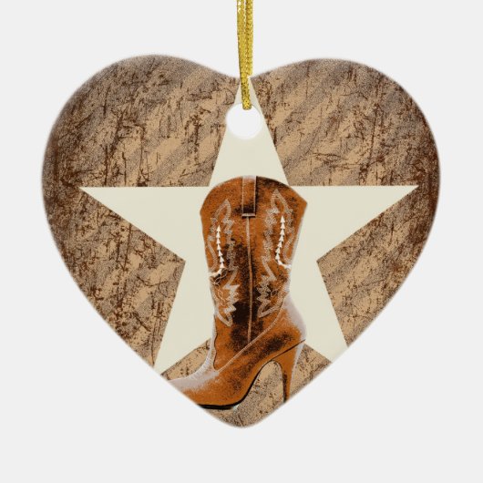 Rustic Texas Lone Star western Country Cowgirl Keramisch Ornament (Voorkant)