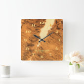 Rustic Texas Longhorn Leather Print Vierkante Klok (Huis)