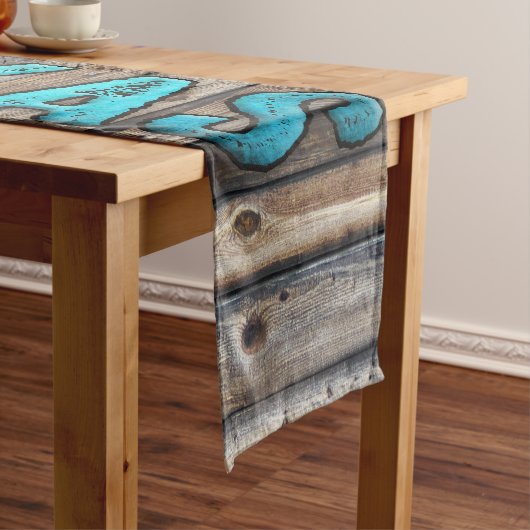 Rustic Texas Star (blauw) Korte Tafelloper (Voorbeeld)