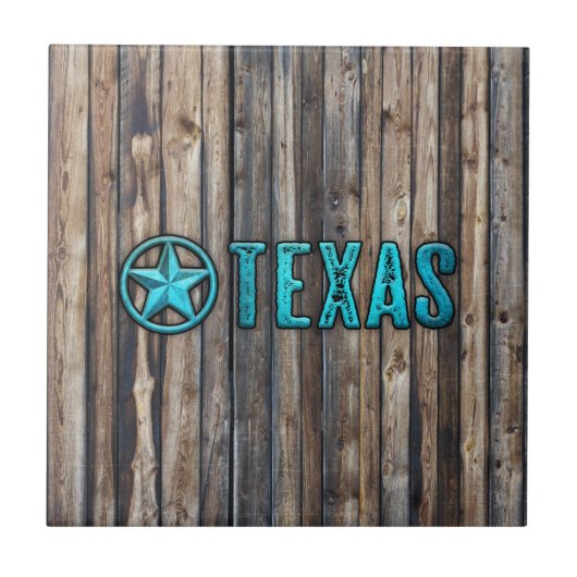 Rustic Texas Star (blauw) Tegeltje (Voorkant)