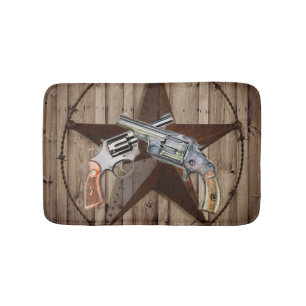 Rustic Texas Star Cowboy Pistols western Land Badmat