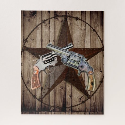 Rustic Texas Star Cowboy Pistols western Land Legpuzzel (Verticaal)