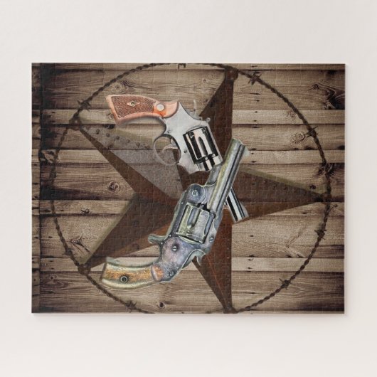 Rustic Texas Star Cowboy Pistols western Land Legpuzzel (Horizontaal)
