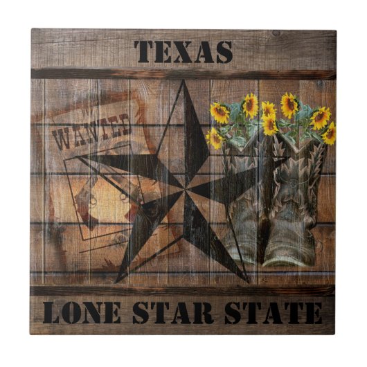 Rustic Texas Star Western Pistol Cowboy Boots Cera Tegeltje (Voorkant)