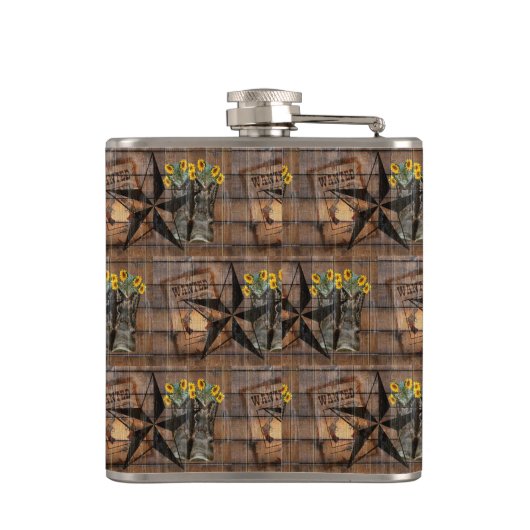 Rustic Texas Star Western Pistol Cowboy Boots Flas Heupfles (Achterkant)